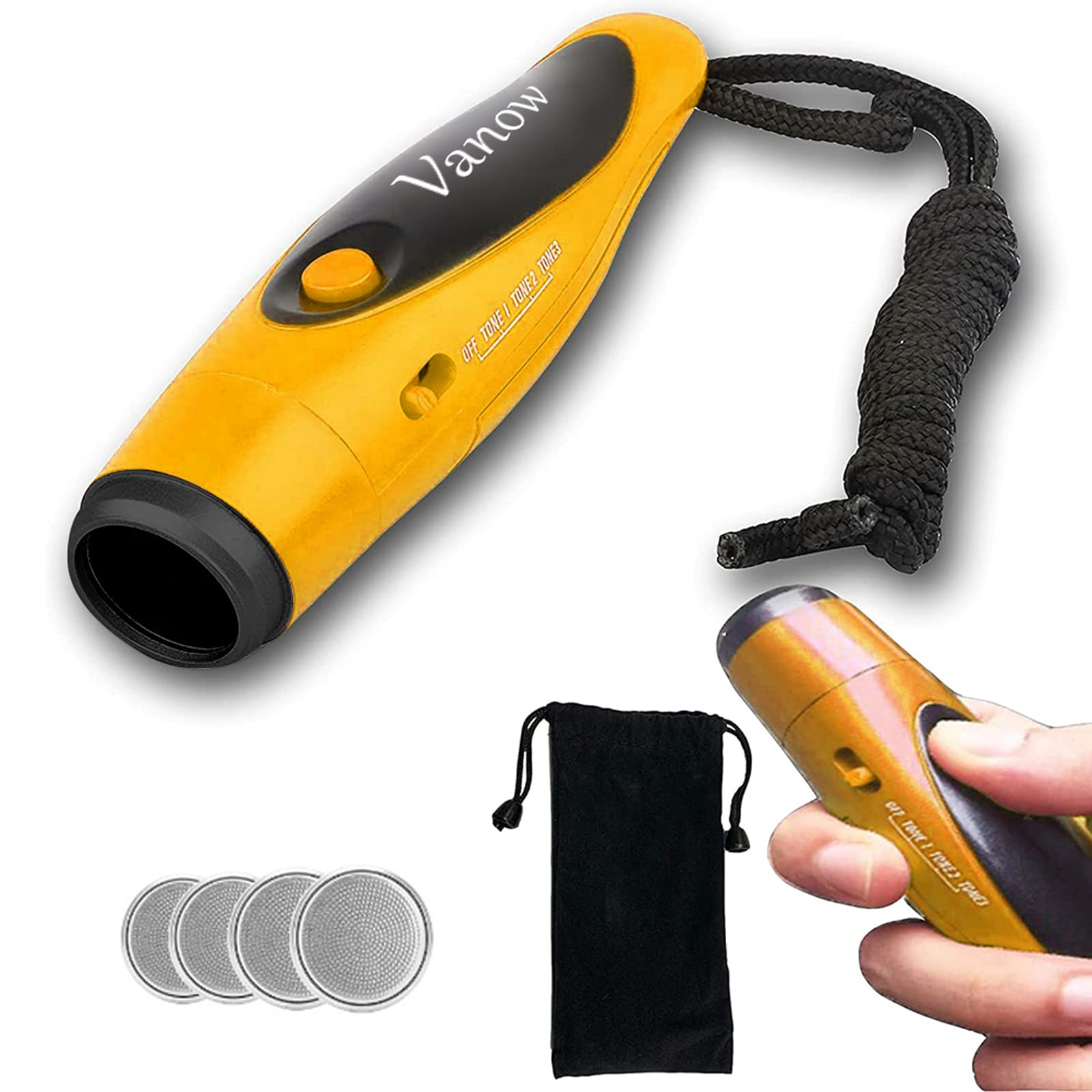 【送料無料】電子ホイッスル 電子笛 3段階 3種類ホイッスル音 大音量 120db ボタン電池 収納袋 日本語説明書付き サッカ バスケットボール スポーツ 審判 団体競技 アウトドア 防災 防犯 登山 害獣 対策