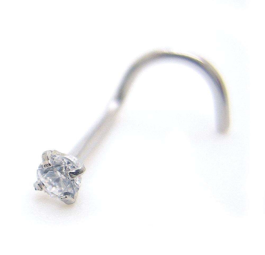 【送料無料】鼻ピアス 鼻ピ 鼻用 20G 20ゲージ ボディピアス ノストリル ノーズピアス 立て爪 スクリュー bp1228- 色：スクリュー/ジュエル2mm