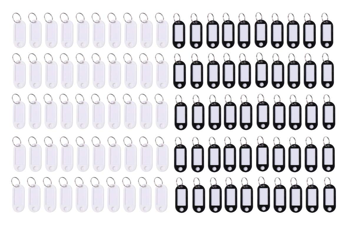 【送料無料】Elizabeth プラスチック 製 ネームタグ 白黒 2色 計100個セット 鍵 キー 荷物 ロッカー 靴..