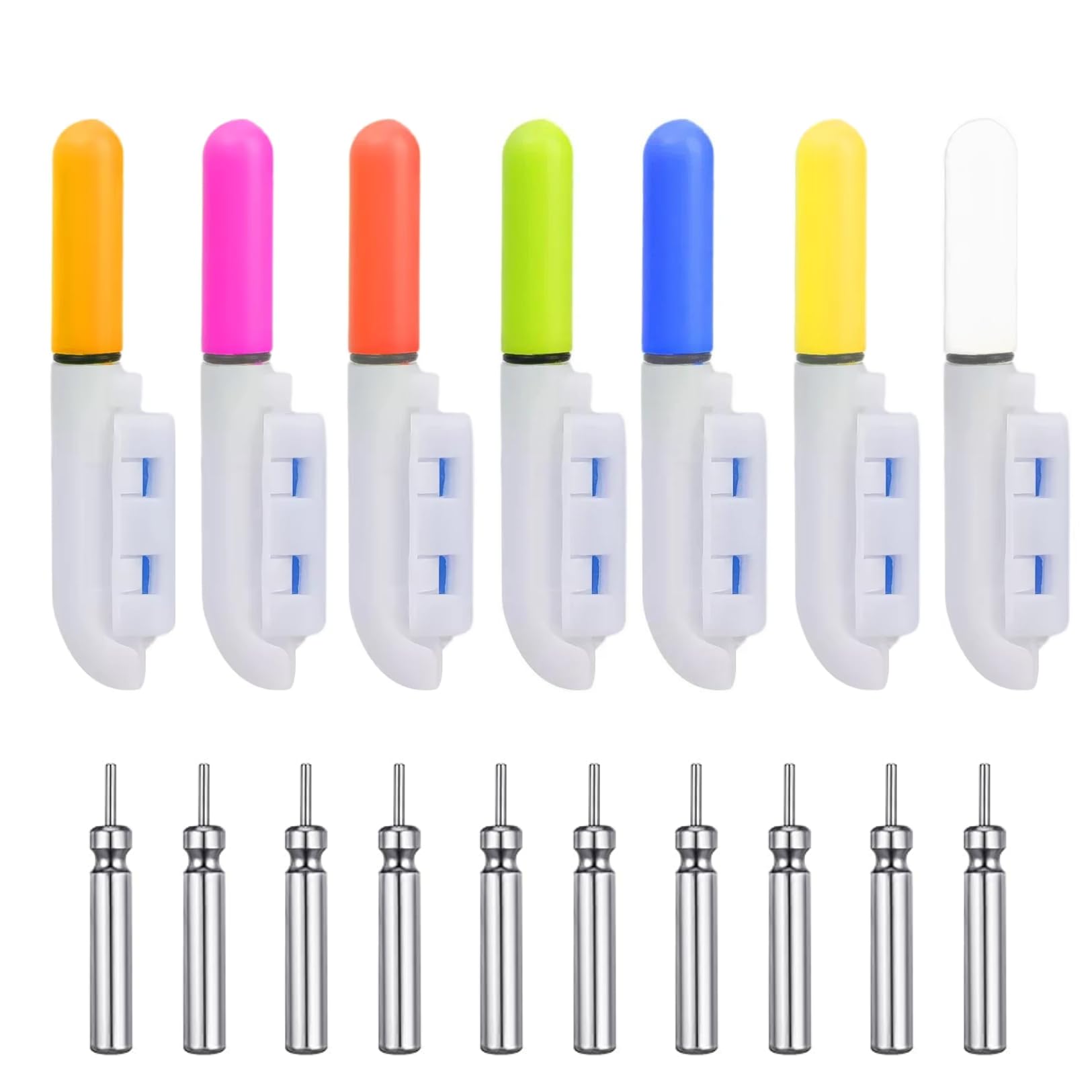 【送料無料】PLEAVIT 竿先ライト 穂先ライト ケミホタル 7色セット ワンタッチ ライト 釣り 夜釣り LED 防水 色：マルチカラー