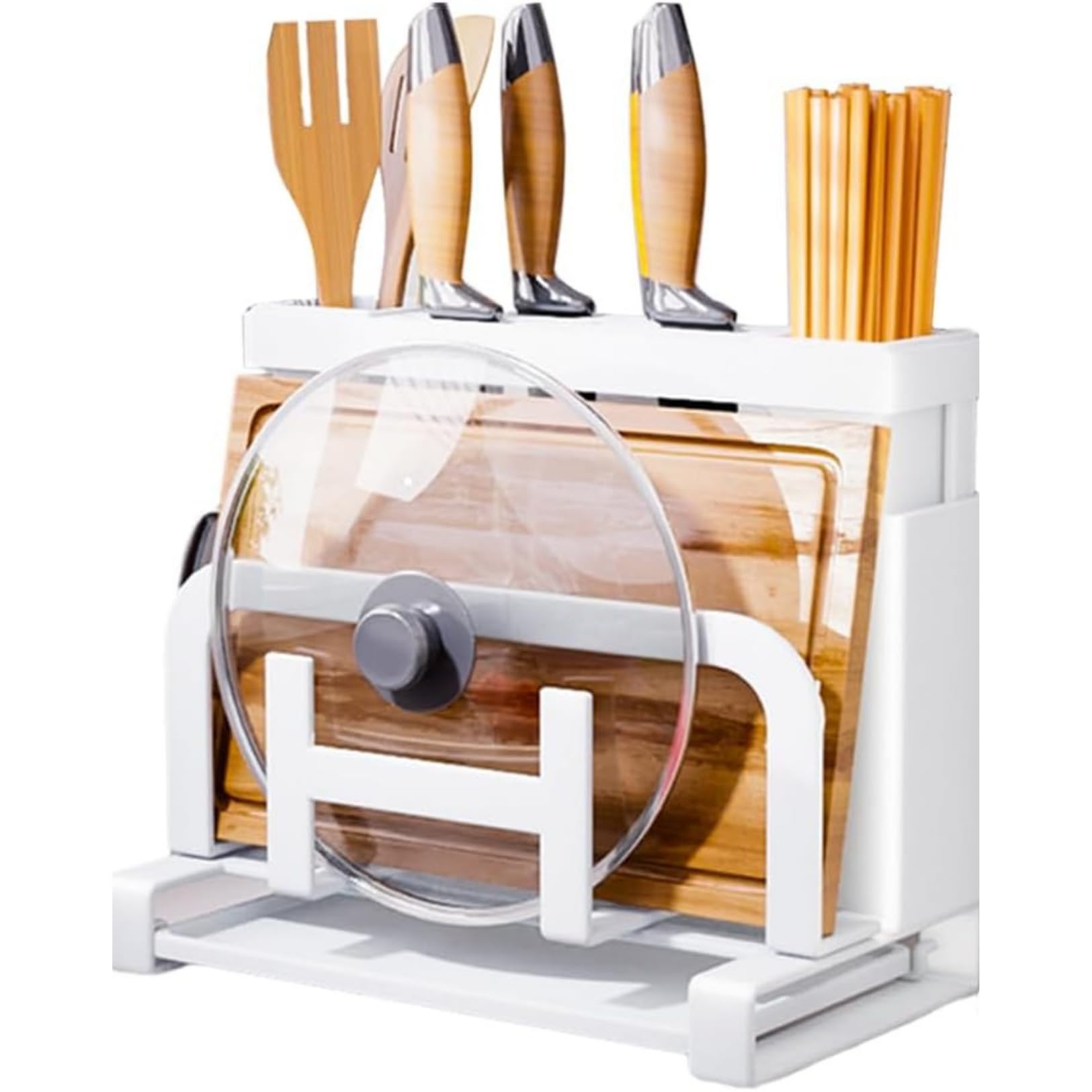 【送料無料】PLEAVIT まな板スタンド 包丁立て 鍋蓋スタンド お箸立て キッチン用収納ラック 多機能 水..