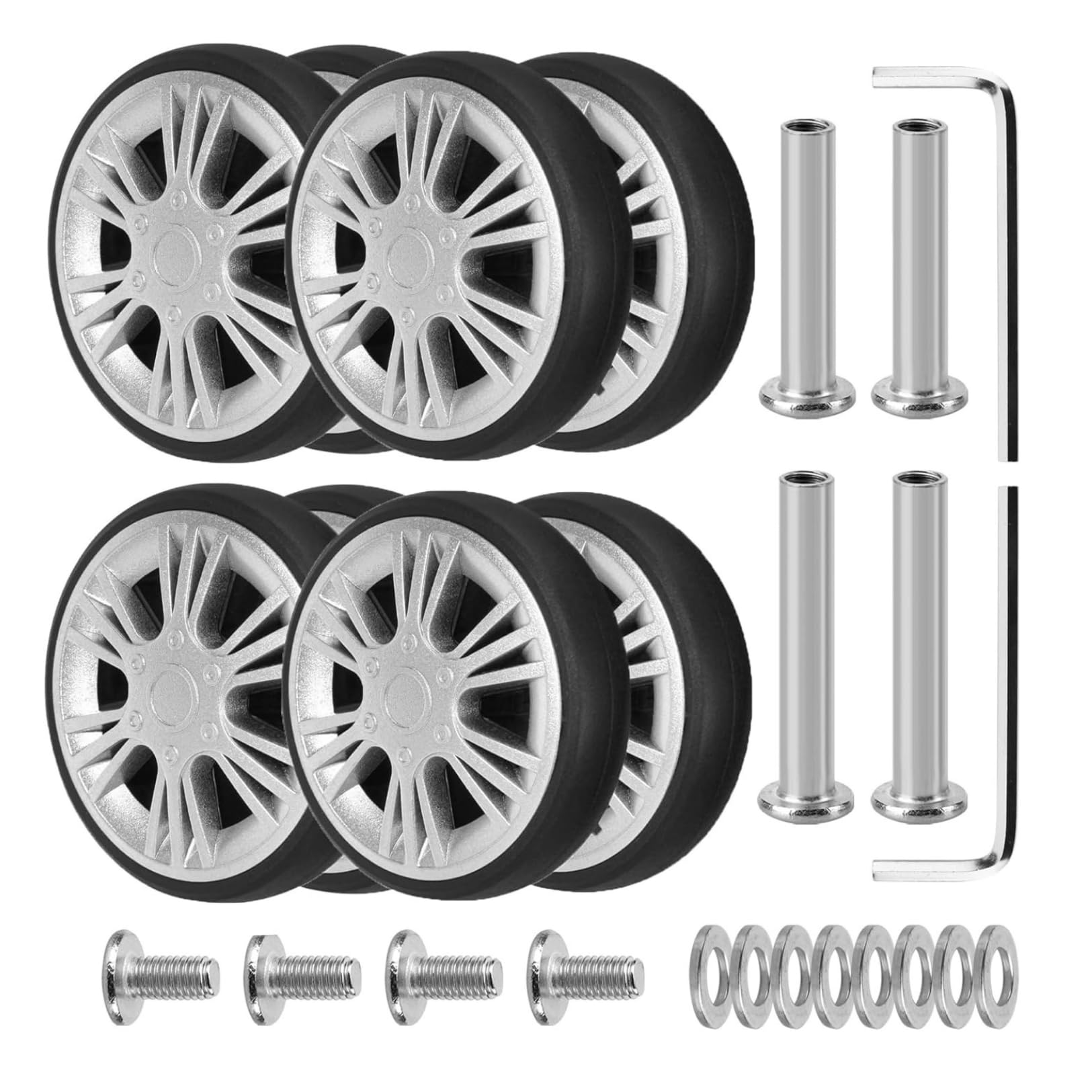 【送料無料】PLEAVIT スーツケース ダブルキャスター 交換用 車輪 修理 静音 360度回転 トラベルバッグ 補修パーツ DIY 簡単 色：黒