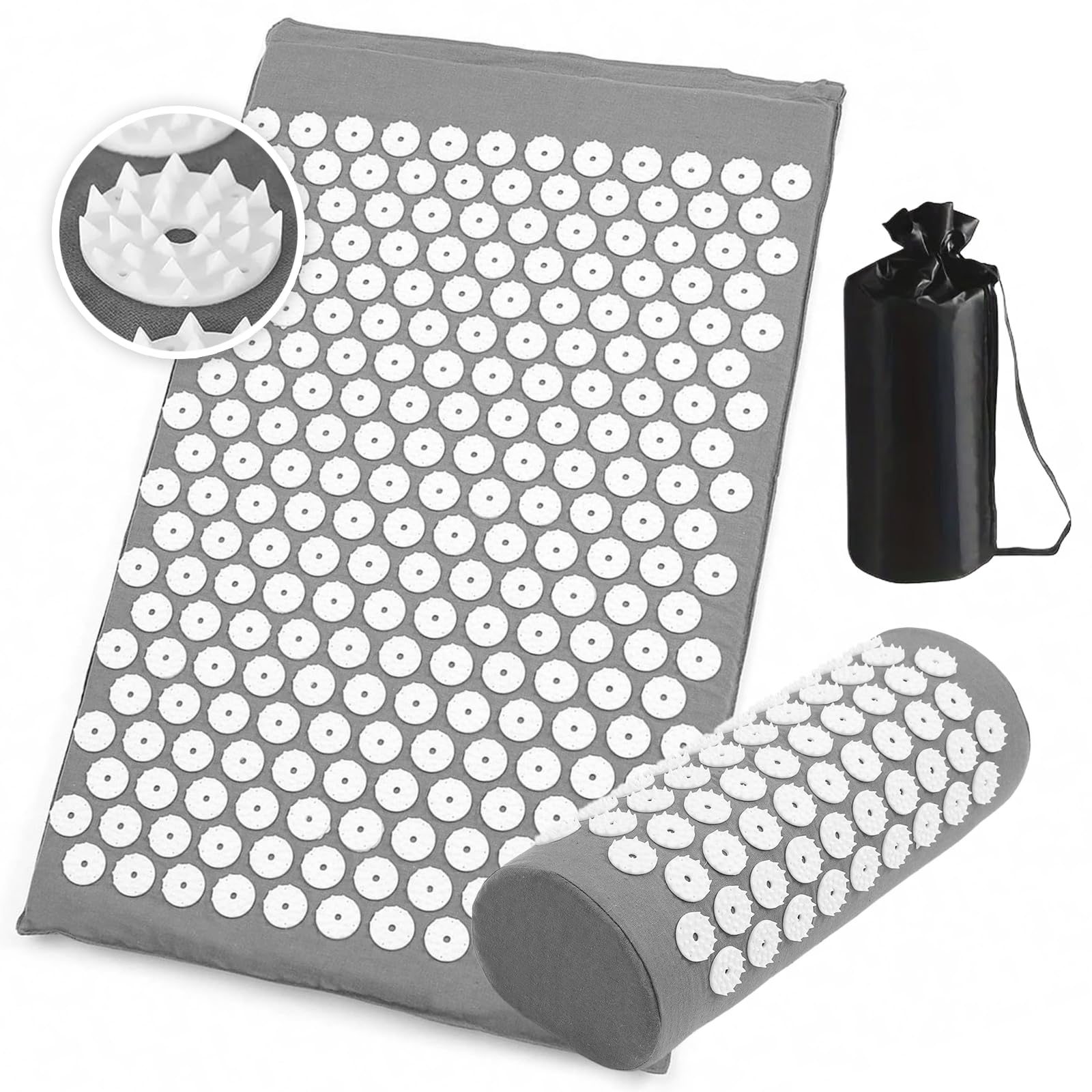 【送料無料】【極上 整う体験】つぼ押しマット 指圧 マッサージシート 寝て10分 無数の指圧刺激 ストレス解放 PLEAVIT 色：グレー