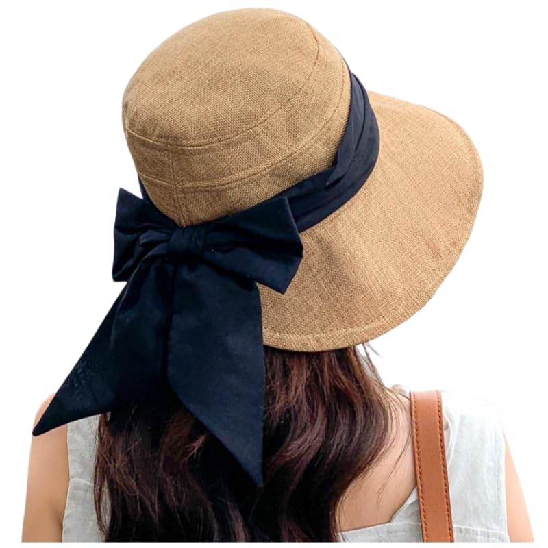 【送料無料】[Weuiean] UVカット 帽子 レディース UV ハット UVケア 紫外線対策 女優帽 日よけ 日除け帽子 春 夏 おしゃれ 可愛い YMHD-194 色：カーキ、サイズ：56.0-58.0 cm