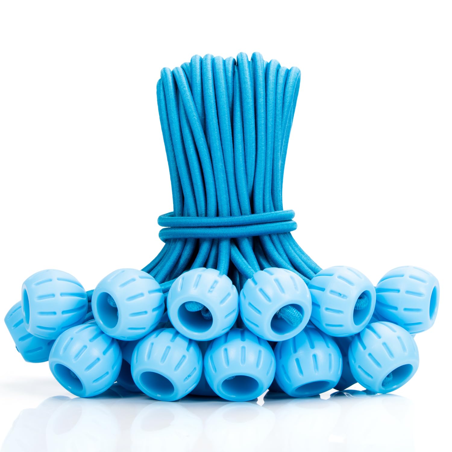 【送料無料】Abma Cord ボール付きバンジーコード ボール止めゴムバンド 直径4mm 全長15cm/20cm 10個/20個入り ショックコード ゴムコード 弾性ロープ テント キャンプタープ 軽トラ 荷台シート 固定用 色：ブルー、サイズ：15cm*20pcs