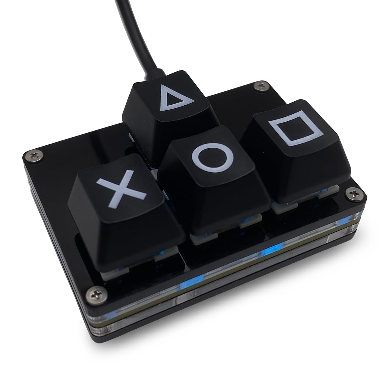 【送料無料】BTXETUEL Mini 4キーキーパッド WASD 矢印キー キーキャップ キーボード 片手メカニカル ゲーミングキーパッド プログラム可能 USB-C カスタマイズキーボード 仕事やゲーム用 色：ブラック、サイズ：X-B Keycaps