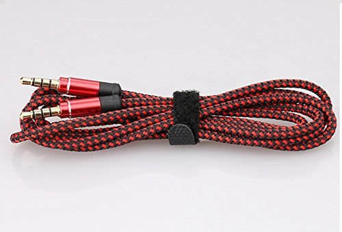 【送料無料】Sound Wave 【即日出荷】4極 2色編み ステレオ ミニ プラグ ・ オーディオ ケーブル レッド & ブラック ( 1.5M ) 金メッキ加工端子 ( バインダー付 ) 標準 3.5 mm AUX 接続用 音声 ケーブル Beats ヘッドホン、iPod、iPho 色：ブラック、サイズ：1.5M