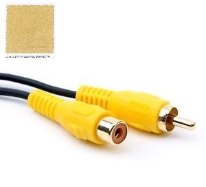 【送料無料】Cable Factory 【 即日出荷 】 RCA(黄/映像) 映像 変換ケーブル RCA(M) to RCA(F) ケーブル 写真 Photo AV ビデオケーブル GPS イエロー ケーブル オスーメス 約1M （コネクタ含む）+ F.Wave オリジナル レザー調 MicroFibe 色：イエロー、サイズ：約1M