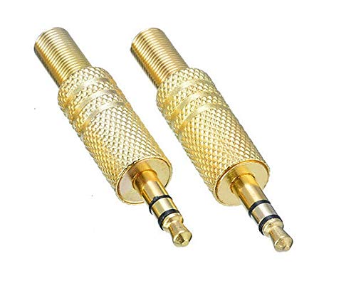 【送料無料】Sound Wave【 3極 Aux 3.5mm 自作 金メッキ加工 】 ステレオミニプラグ 3極 3.5mm イヤホン自作用 ハンダタイプ auxプラグ オス ヘッドホン ヘッドセットケーブル 断線修理用 auxプラグ 交換用コネクタアダプタ 自作3.5金3極オス (2本) サイズ：2本