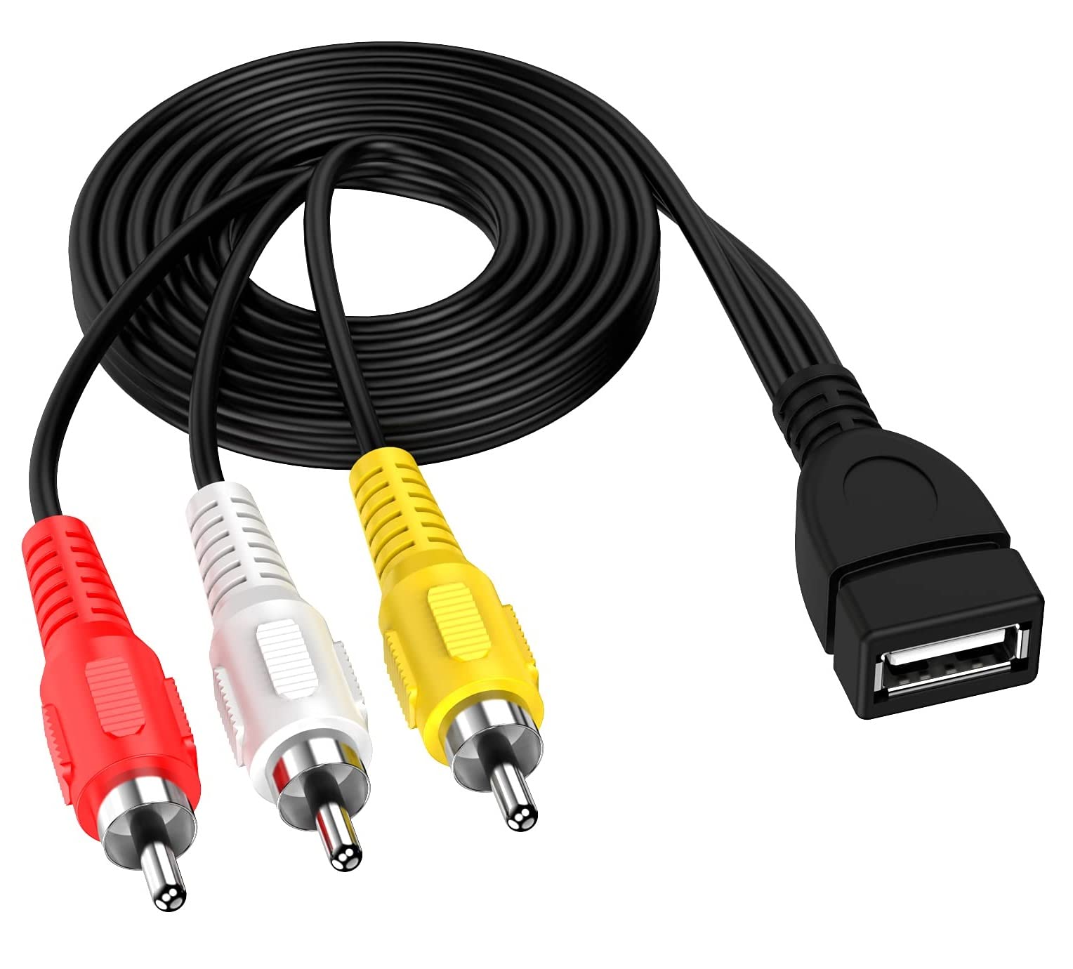 【送料無料】Sound Wave 3RCA to USB AVアダプターケーブル 1.5M - USBメスA to 3 RCA オーディオビデオコード - トップボックス・ゲームコンソール用 - 黒色 色：1.5M、サイズ：1.5M F-M