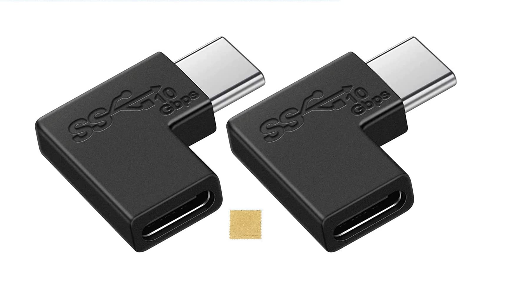 【送料無料】Sound Wave Gen2 5A急速充電＋10Gbps高速データ転 L字アダプター USB Type C 変換 L字 USB3.1 gen2 5A急速充電＋10Gbps高速データ転送 タイプc 変換アダプタ 90度Type Cデバイスに対応+F.Wave オリジナル レザー調 MicroFiber お手入れクロ サイズ：2個