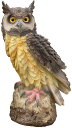 【送料無料】elrinrin 置物 フクロウ ガーデン オブジェ ガーデニング モニュメント カラス よけ 烏よけ リアル 風水 開運 合成樹脂 ブラック (黒茶) 色:茶色,黒
