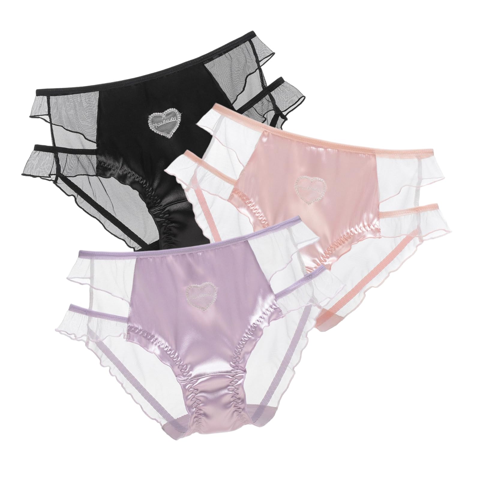 【送料無料】[Beirou] ショーツ レディース パンティー 女性用【ミルクファイバー しっとり優しい肌触り】 セクシー ローライズ サテン ショーツ 素肌感じ 快適 通気 めっちゃ可愛い リボン 雰囲気 お姫様 ロリータ【3枚入り】 色：3枚セット・N、サイズ：M