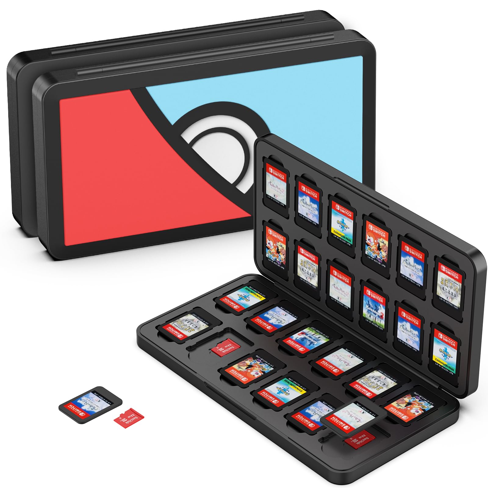 【送料無料】GeeRic 24枚 ゲームカード 収納ボックス スイッチ 対応 ソフトケース 24枚Micro SD メモリーカード 収納可 Switch/Switch Lite/Switch OLED モデル対応 コンパクト 薄型 軽量 防塵 持ち運 傷つき防止 色：カラー2、サイズ：小型