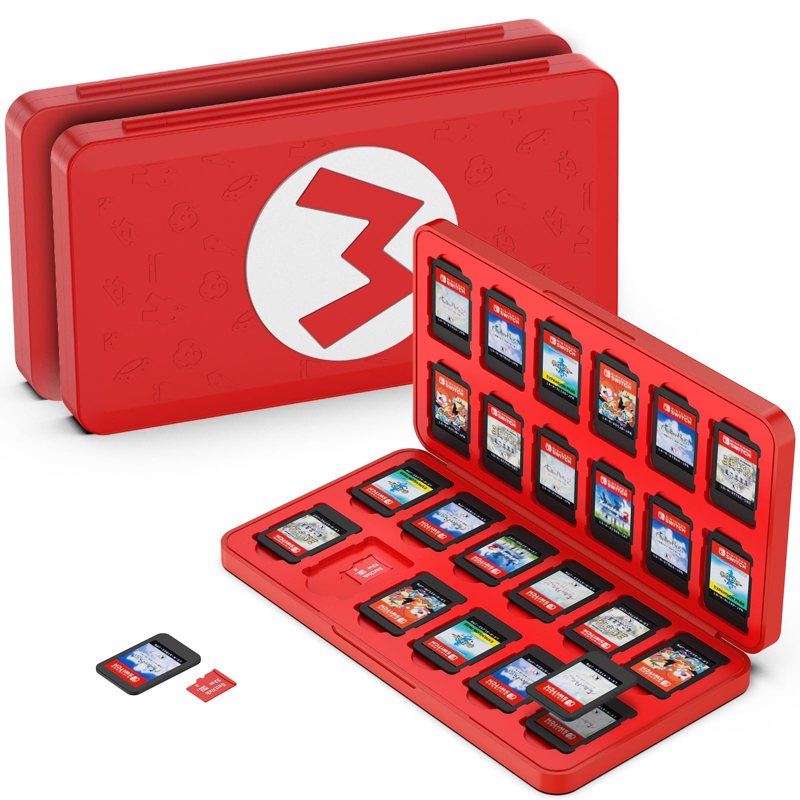 【送料無料】GeeRic 24枚 ゲームカード 収納ボックス スイッチ 対応 ソフトケース 24枚Micro SD メモリーカード 収納可 Switch/Switch Lite/Switch OLED モデル対応 コンパクト 薄型 軽量 防塵 持ち運 傷つき防止 色：カラー6