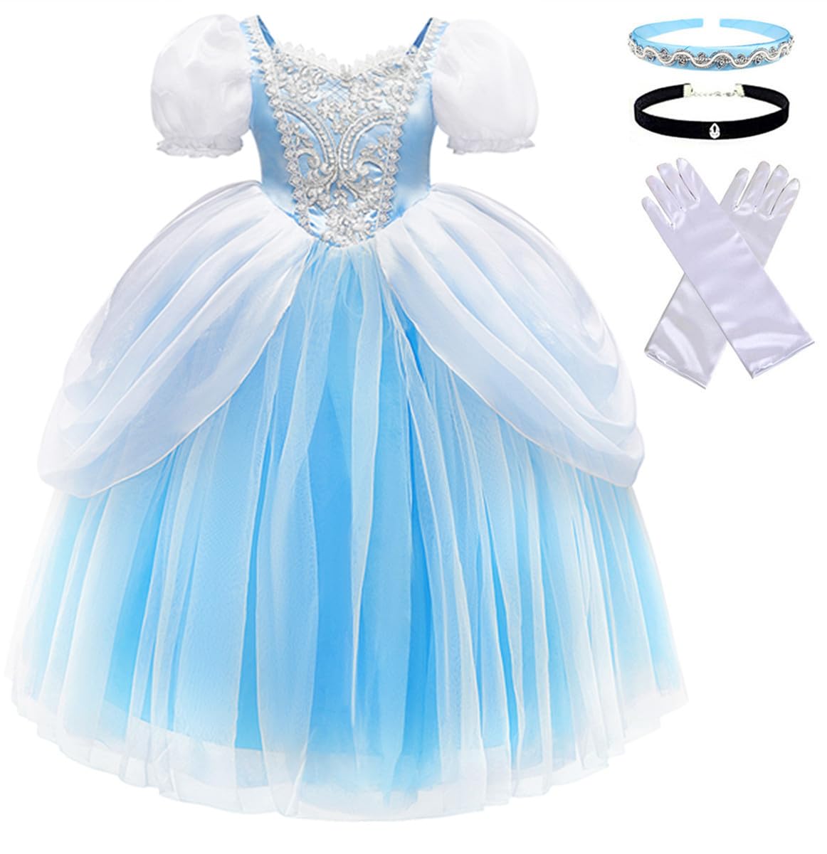 【送料無料】[TYHTYM] キッズ プリンセス ドレス コスチューム トドラー 女の子用 90-130CM 色：ブルー、サイズ：105