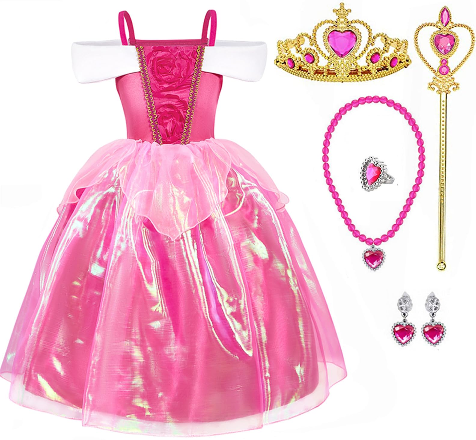 【送料無料】[TYHTYM] キッズ プリンセス ドレス コスチューム トドラー 女の子用 90-130CM 色：ローズ1.、サイズ：115