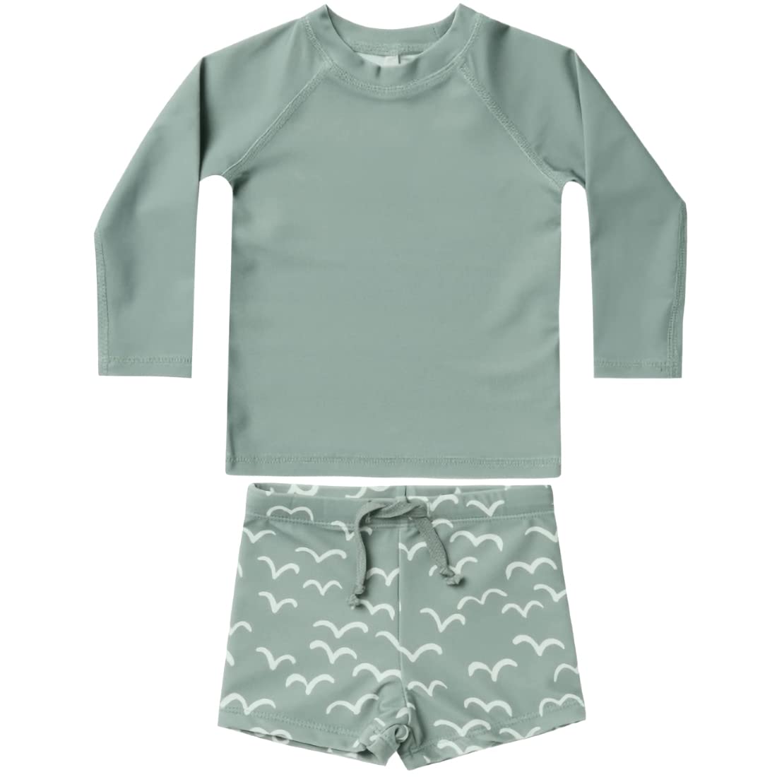 【送料無料】KALAVILA キッズ 水着 男の子 3点セット 長袖ラッシュガード スイムパンツ 帽子 子ども用水着 80-130 スイムウェア セパレート 上下セット 子供 小学生 幼稚園 保育園用 紫外線カット UV対策 日焼け止め 色：ベビーブルー、サイズ：100