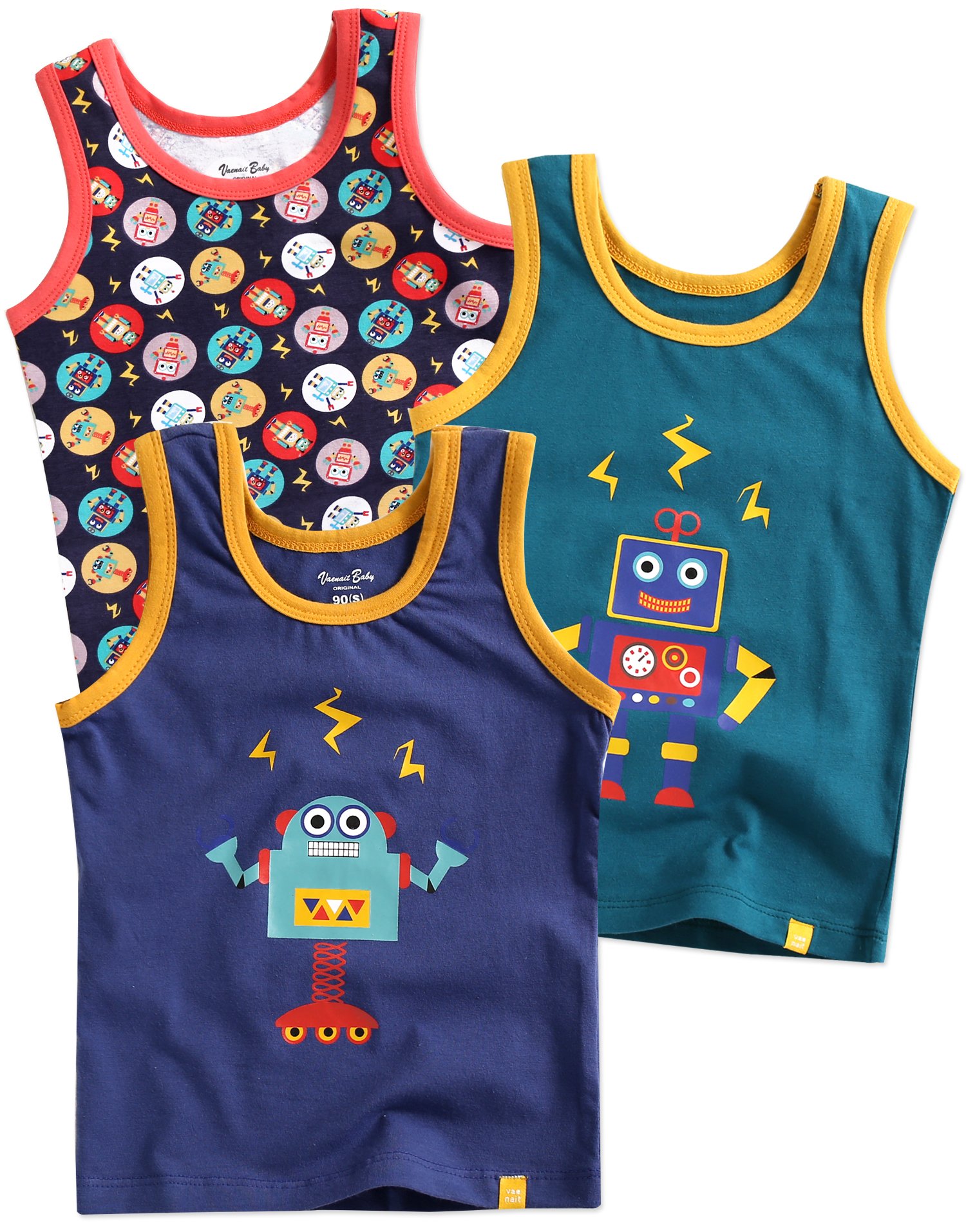 【送料無料】[Vaenait Baby] 2-7歳 子供 肌着 綿100％ キッズ 男の子 女の子 タンクトップシャツ インナーシャツ 色：Blue Raser Robot (tank top)、サイズ：XL