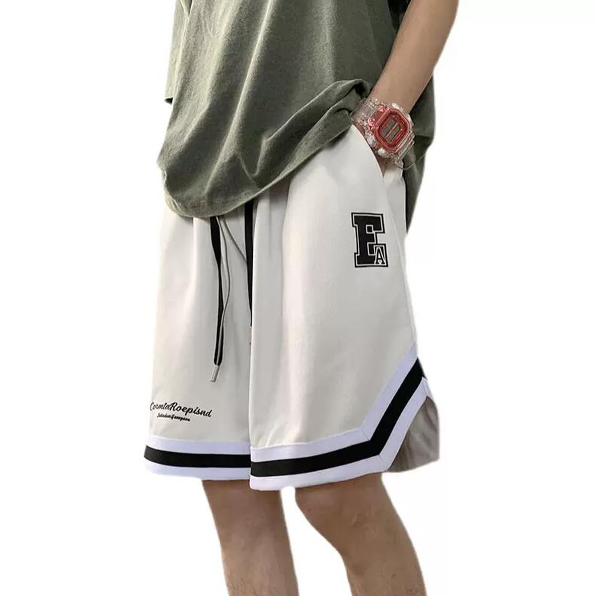 【送料無料】ハーフパンツ メンズ スポーツ トレーニングショートパンツ バスケパンツ 軽量 吸汗速乾 スポーツウェア 夏 ショートパンツメンズランニングショートパンツ 色：ホワイト1、サイズ：M