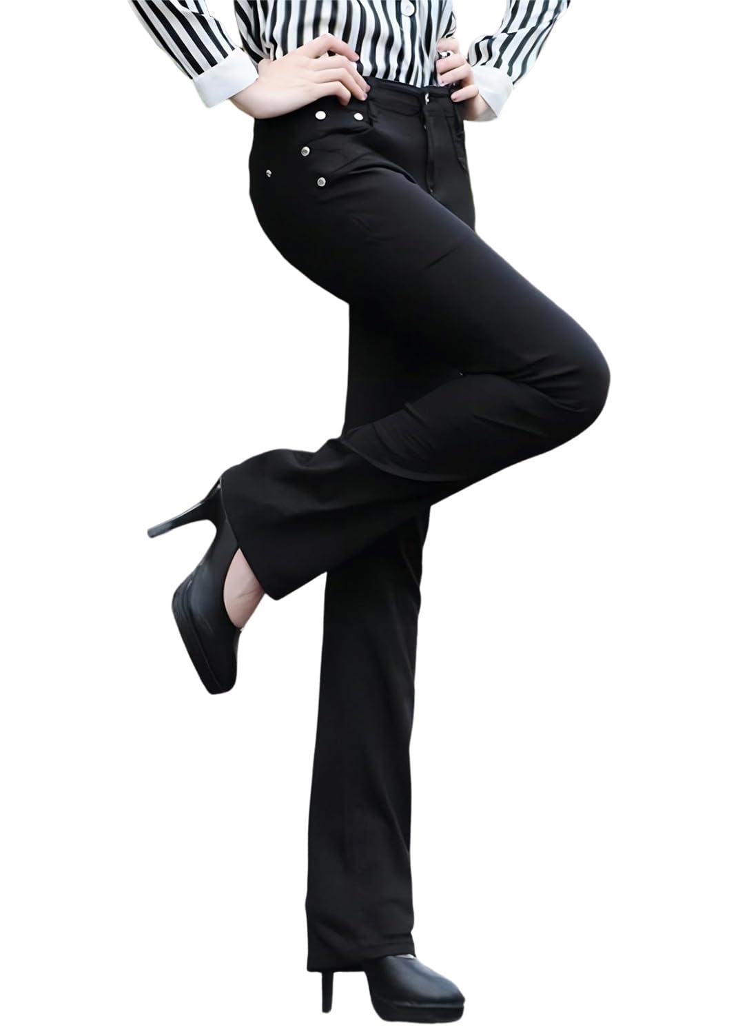 【送料無料】[Sharphon] レディース ブーツカット ロング パンツ 綿100% 大きい デニム ストレッチ ス..