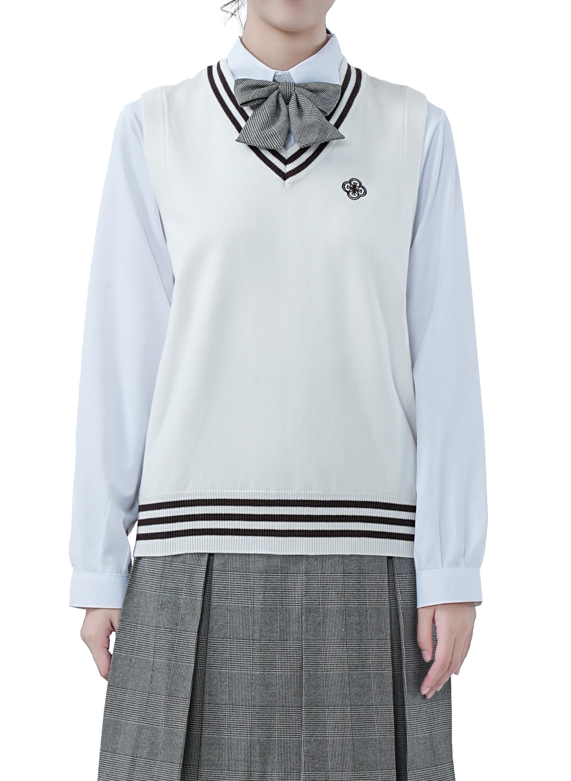 【送料無料】[Sharphon] レディース ボーダー ニット ベスト vネック スクール ベスト  ...