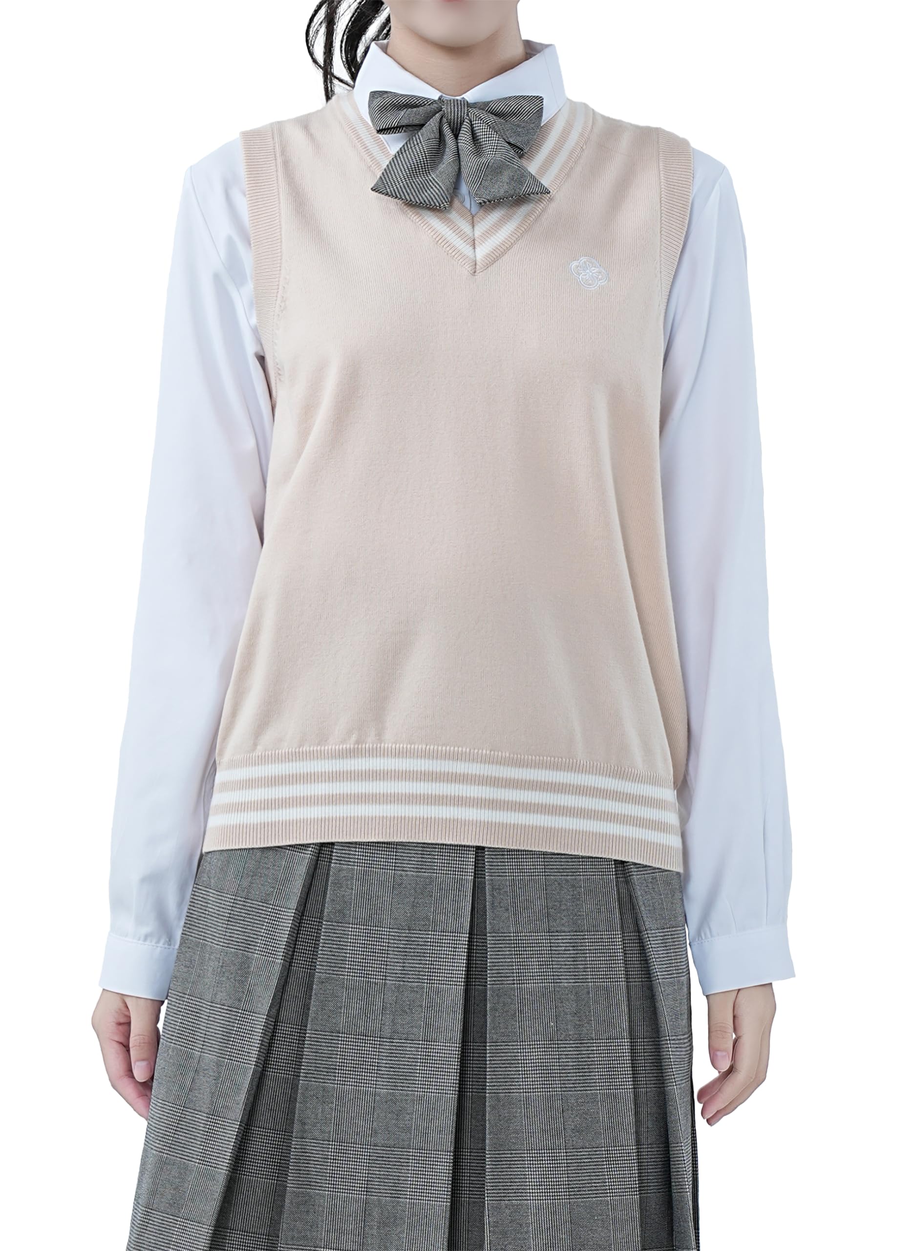 【送料無料】[Sharphon] レディース ボーダー ニット ベスト vネック スクール ベスト  ...