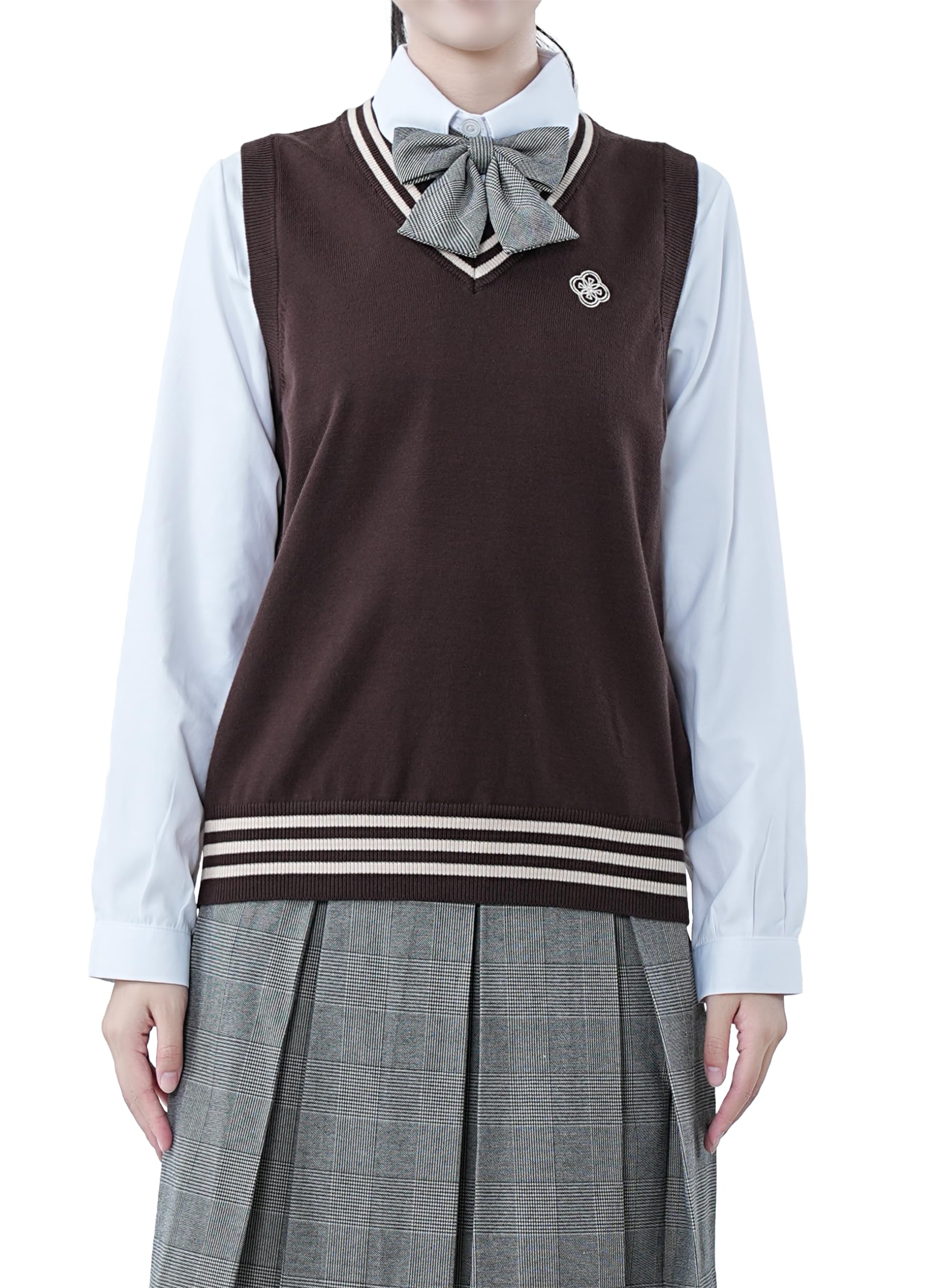 【送料無料】[Sharphon] レディース ボーダー ニット ベスト vネック スクール ベスト おしゃれ 女子 ..