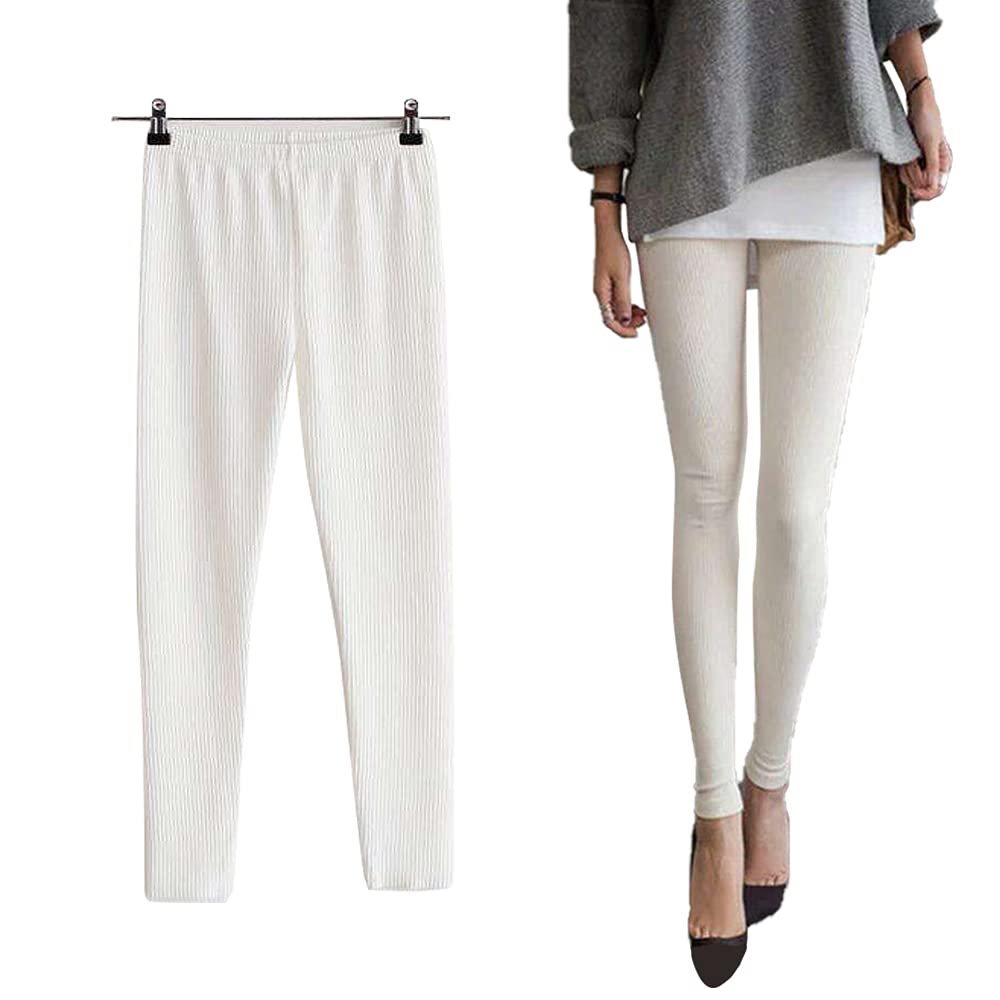 【送料無料】[KOEKOI] レギンス レディース リブレギンス 9分丈 パッツ 肌に優しい 綿 コットン スパッツ 無地 おしゃれ スパッツ 無地 ボトムス インナー リラックス リブ ストレッチ 伸縮 パンツ 夏 色：Aタイプ-白、サイズ：Free Size