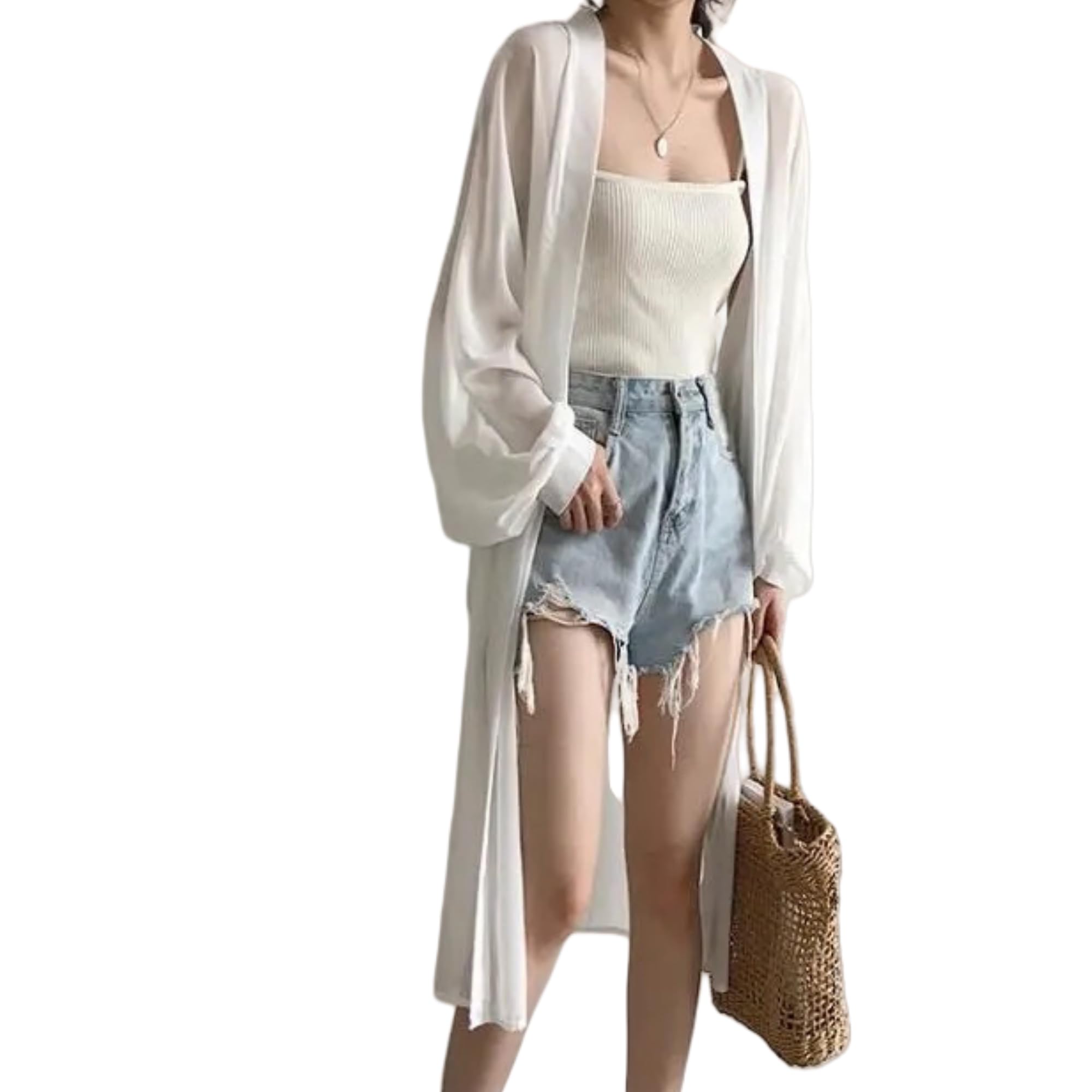 【送料無料】[KOEKOI] シアーシャツ カーディガン 夏 レディース ロング丈 大きい 薄手 UVカット長袖 ..