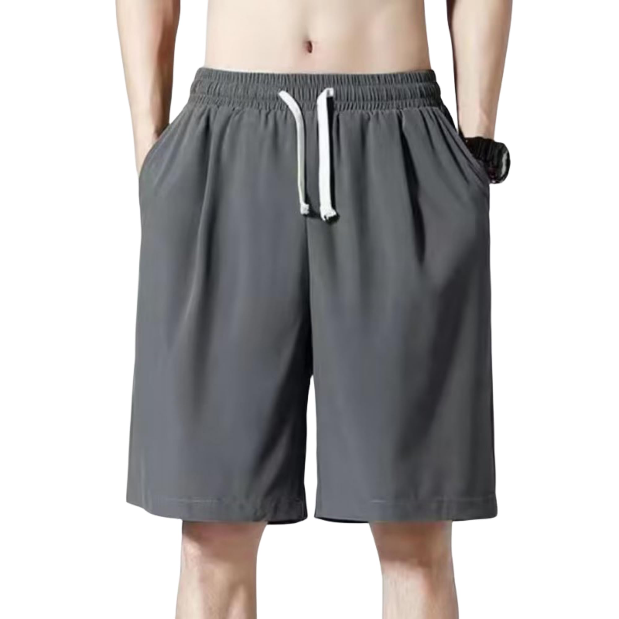 【送料無料】ショートパンツ メンズ 短パン 通気 速乾 ドライ ハーフパンツ トレーニングショーツ カジュアル スポーツ 登山 海 ポケット付き 夏服 メンズ 半ズボン アウトドア ショートパンツ 無地 涼しい 快適 軽量 短パン スウェット ランニ 色：グレー、サイズ：L-XL