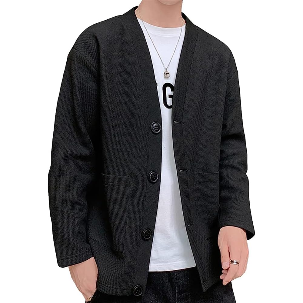 【送料無料】Bvaeocl 和式カーディガン メンズ 秋服 羽織 無地 長袖 Vネック カーディガン おしゃれ 通..