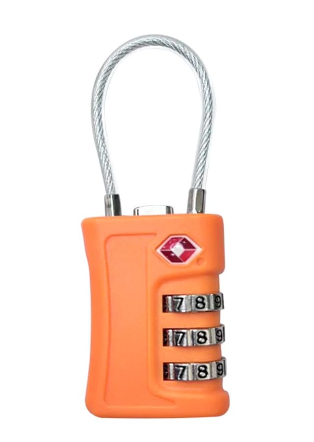 【送料無料】TSA承認 ダイヤル式ワイヤーロック, 3桁コンビネーション, スーツケース用, 多言語（日本..