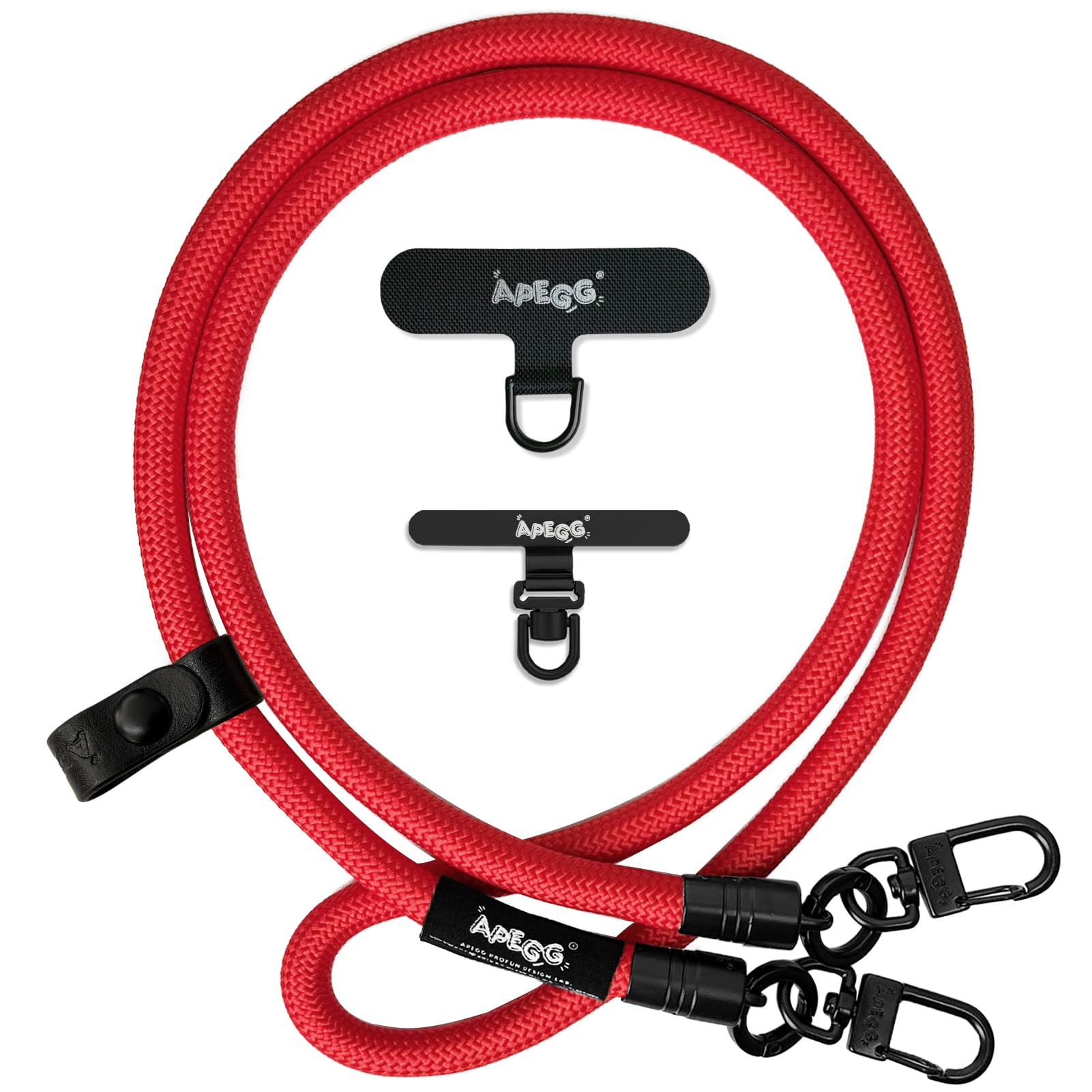 【送料無料】[APEGG] 携帯ストラップ スマホショルダーストラップ 首掛け・肩掛けストラップ 長さ120cm 太さ10mm 頑丈な金属パーツ 落下防止 ストラップホルダー2枚付き 全機種対応 色：Poppy Red、サイズ：10MM
