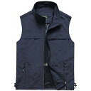 【送料無料】CLAZOLIY メッシュベスト カメラマンベスト メンズ アウトドア 防紫外線 速乾通気 UVカット お洒落 フィッシング 釣り 登山 撮影 作業 多機能 春夏秋 CL126 色:ネイビー、サイズ:3XL