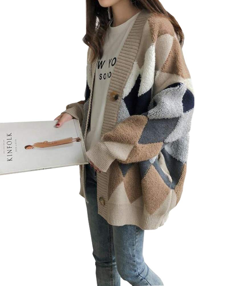 【送料無料】ASARANS カーディガン レディース ニット アウター 羽織り ボア トップス アーガイル Vネ..