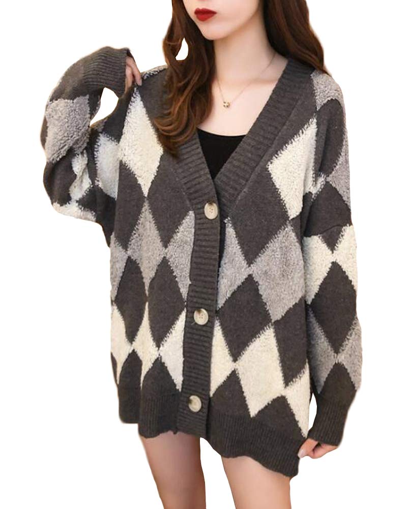 【送料無料】ASARANS カーディガン レディース ニット アウター 羽織り ボア トップス アーガイル Vネ..