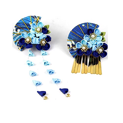 【送料無料】Bethany Home つまみ細工 髪飾り 2本セット ヘアクリップ 花 髪飾り 金色 梅 扇子 成人式 振袖 和服 和装 着物 浴衣 可愛い ク...