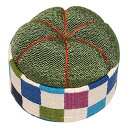 【送料無料】ちりめん 針山 ピンクッション 色:緑 / 豆市松 アサギ