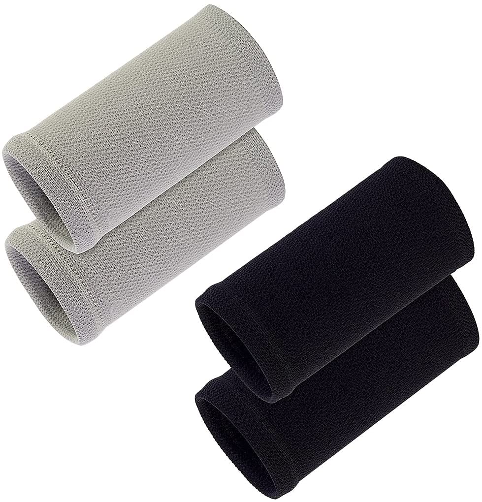 【送料無料】Bethany Home リストバンド 手首サポーター 汗止め 2色セット 四枚組 リスト サポーター テニスサポーター スポーツバンド 手首バンド スポーツリストバンド無地 手首固定 手首保護 筋トレ スポーツ用 テニス 野 色：ブラック、グレー、サイズ：ワンサイズ