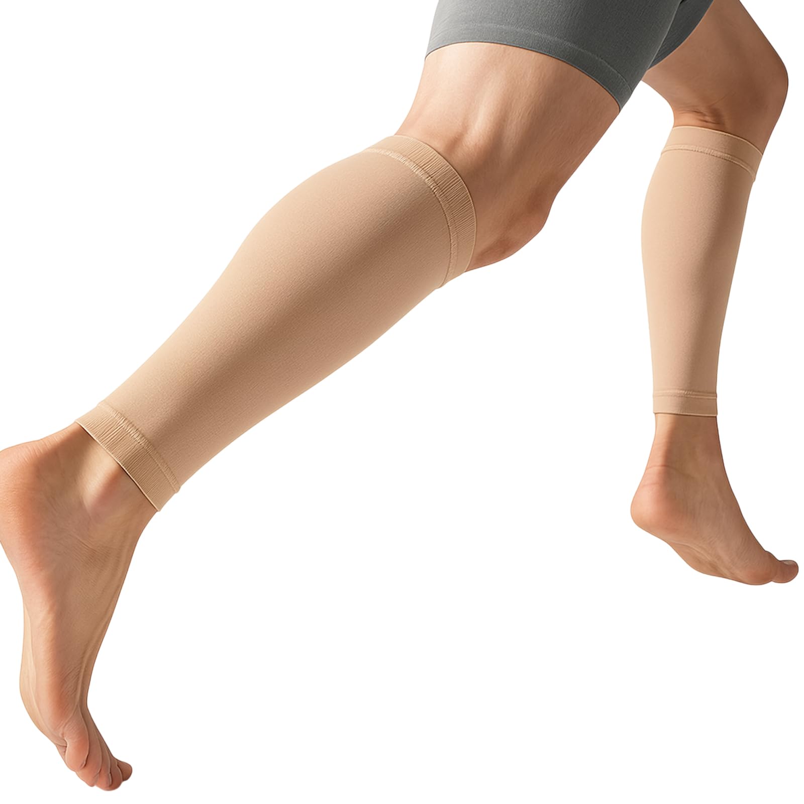 【送料無料】[Ranmy Stage] カーフスリーブ ふくらはぎ 疲れにくくする サポーター メンズ 加圧 カーフスリーブ マラソン ランニング リカバリーウェア パフォーマンス向上 色：ベージュ、サイズ：4XL