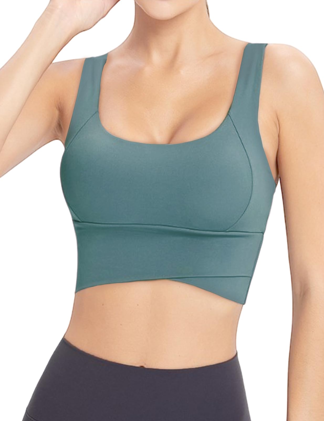 【送料無料】[Ranmy Stage] 【激しい運動でも揺れない】スポーツブラ レディース 揺れない ブラジャー ヨガウェア トレーニングウェア トップス ノンワイヤー スポブラ 色：グリーン、サイズ：L
