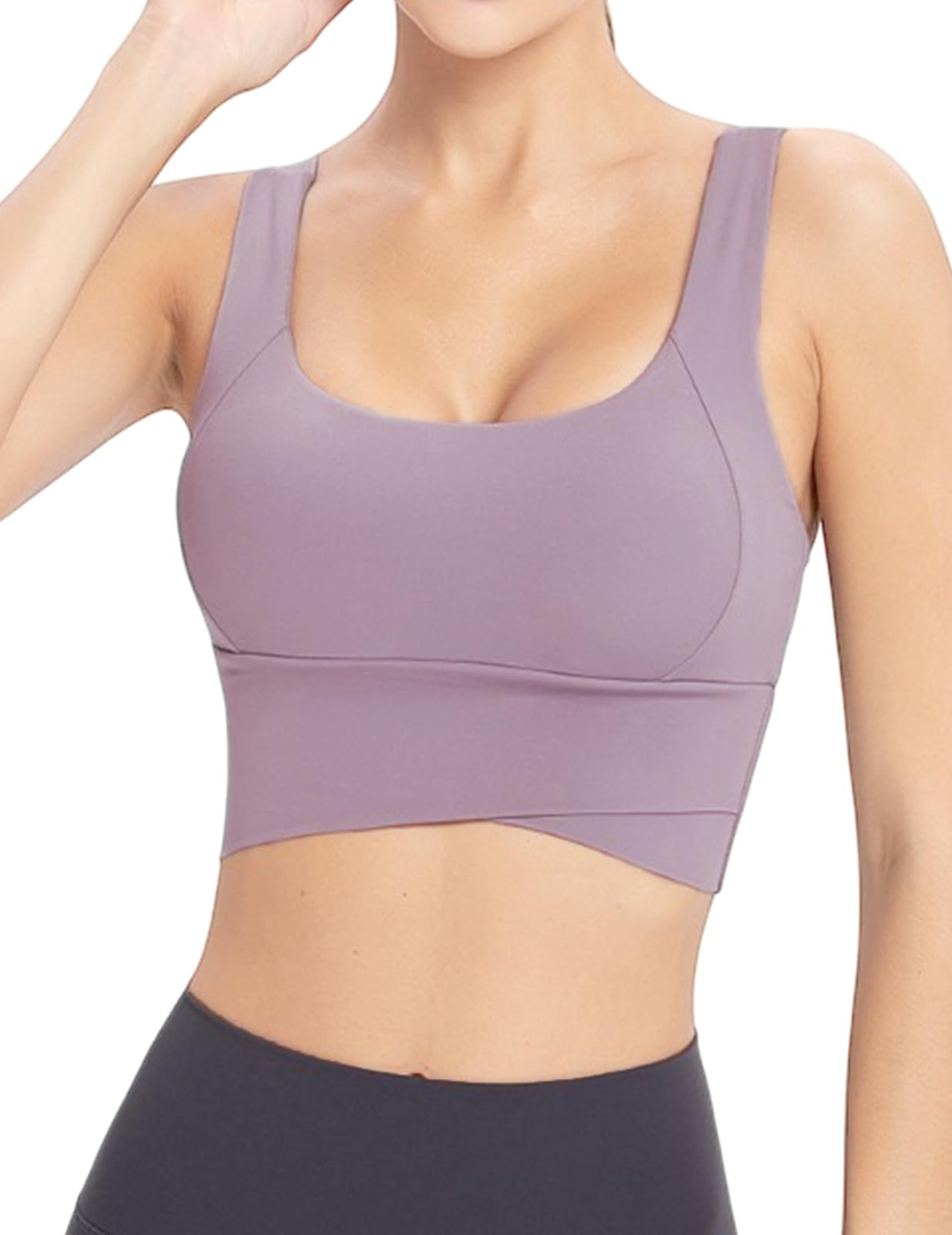 【送料無料】[Ranmy Stage] 【激しい運動でも揺れない】スポーツブラ レディース 揺れない ブラジャー ヨガウェア トレーニングウェア トップス ノンワイヤー スポブラ 色：ラベンダー、サイズ：M