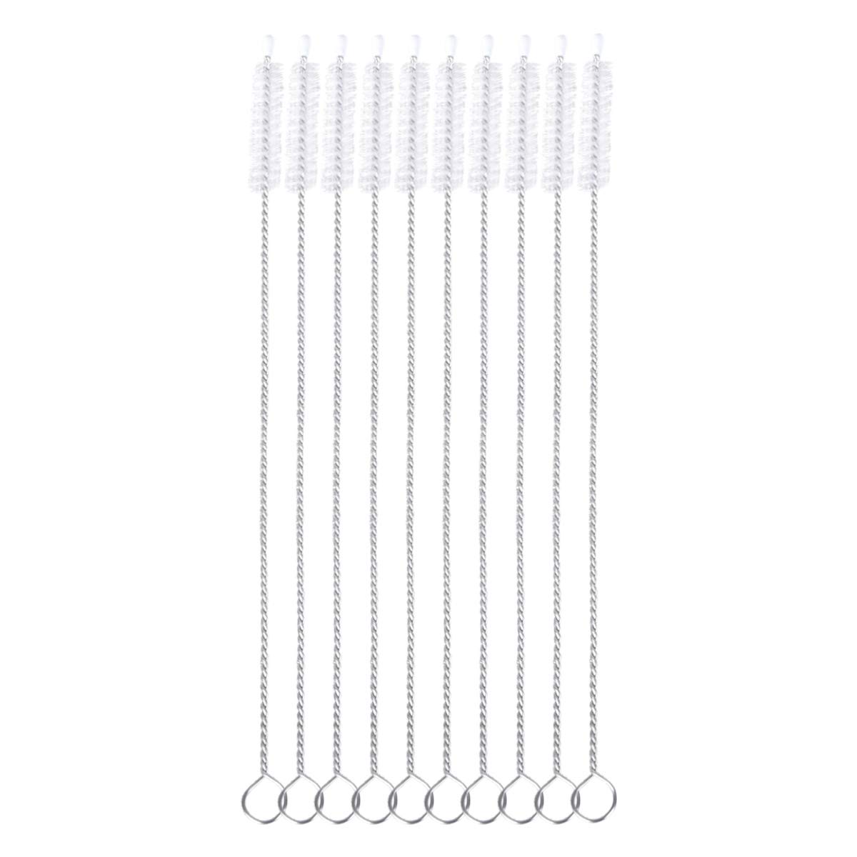 【送料無料】iBasingo ステンレス製 ストローブラシ 洗浄ブラシ 174.5mm 飲用ストロー＆ホース専用 極細タイプ 哺乳瓶ブラシ 隙間ブラシ 再利用可能 10/20本セット BV1025 色：10本セット、サイズ：174.5mm