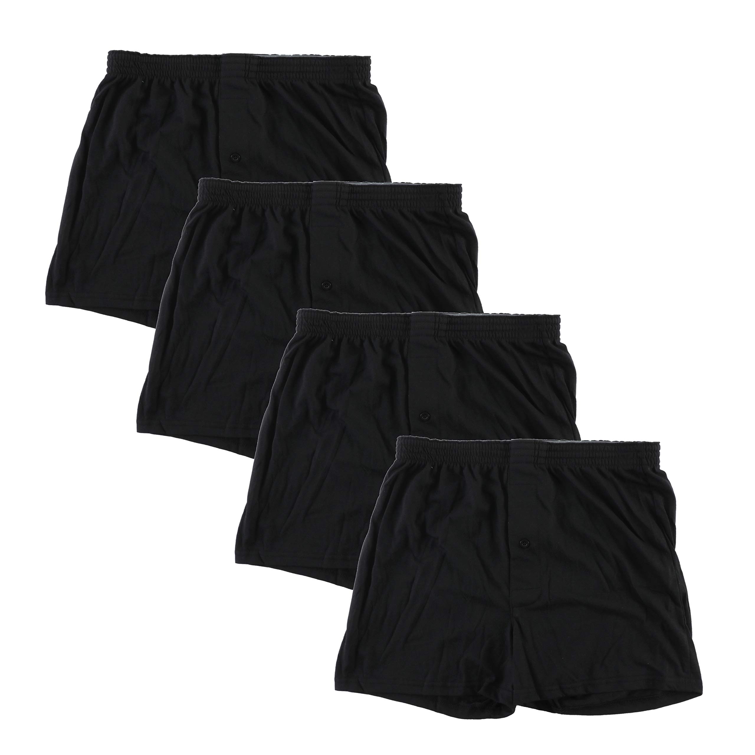 【送料無料】[Y's factory] ニット トランクス やわらか肌着 メンズ パンツ 無地 前開き 3枚 4枚 6枚 セット 下着 大きいサイズ 福袋 詰合せ 通気性 速乾性 着心地 色：4枚セット/ブラック、サイズ：3L