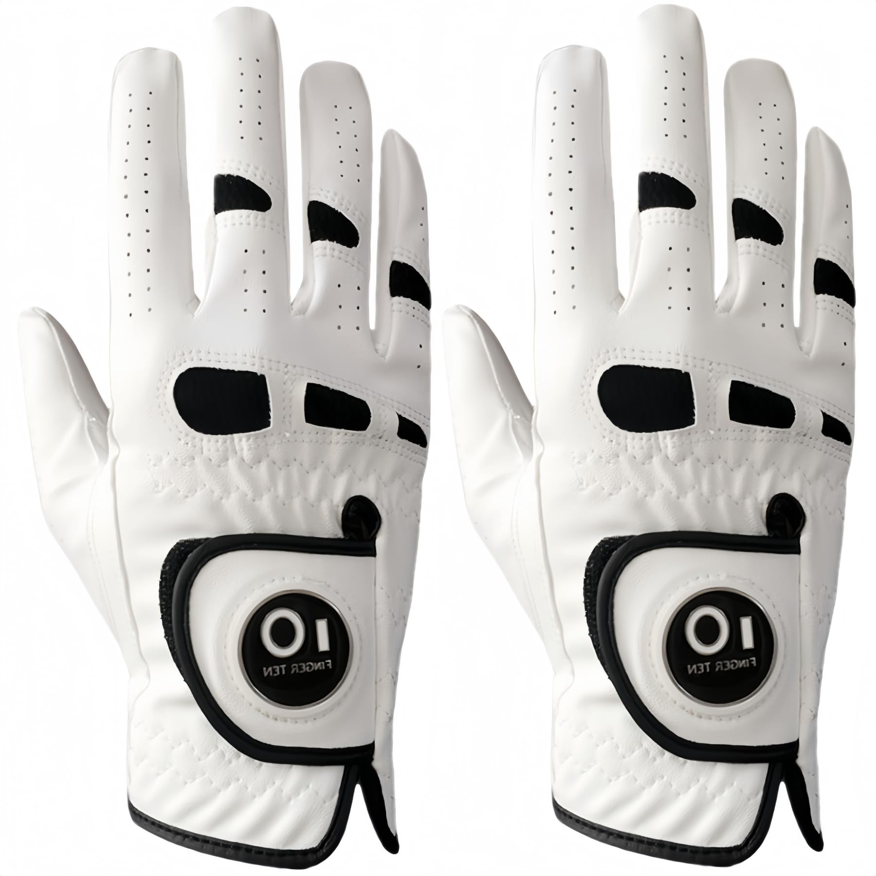 【送料無料】ゴルフグローブ メンズ 2枚セット 天然皮革と合成皮革の組み合わせ 柔らかめ 伸縮 通気 耐摩耗 滑りにくいグリップ 雨 汗に強い 全天候モデル ゴ...