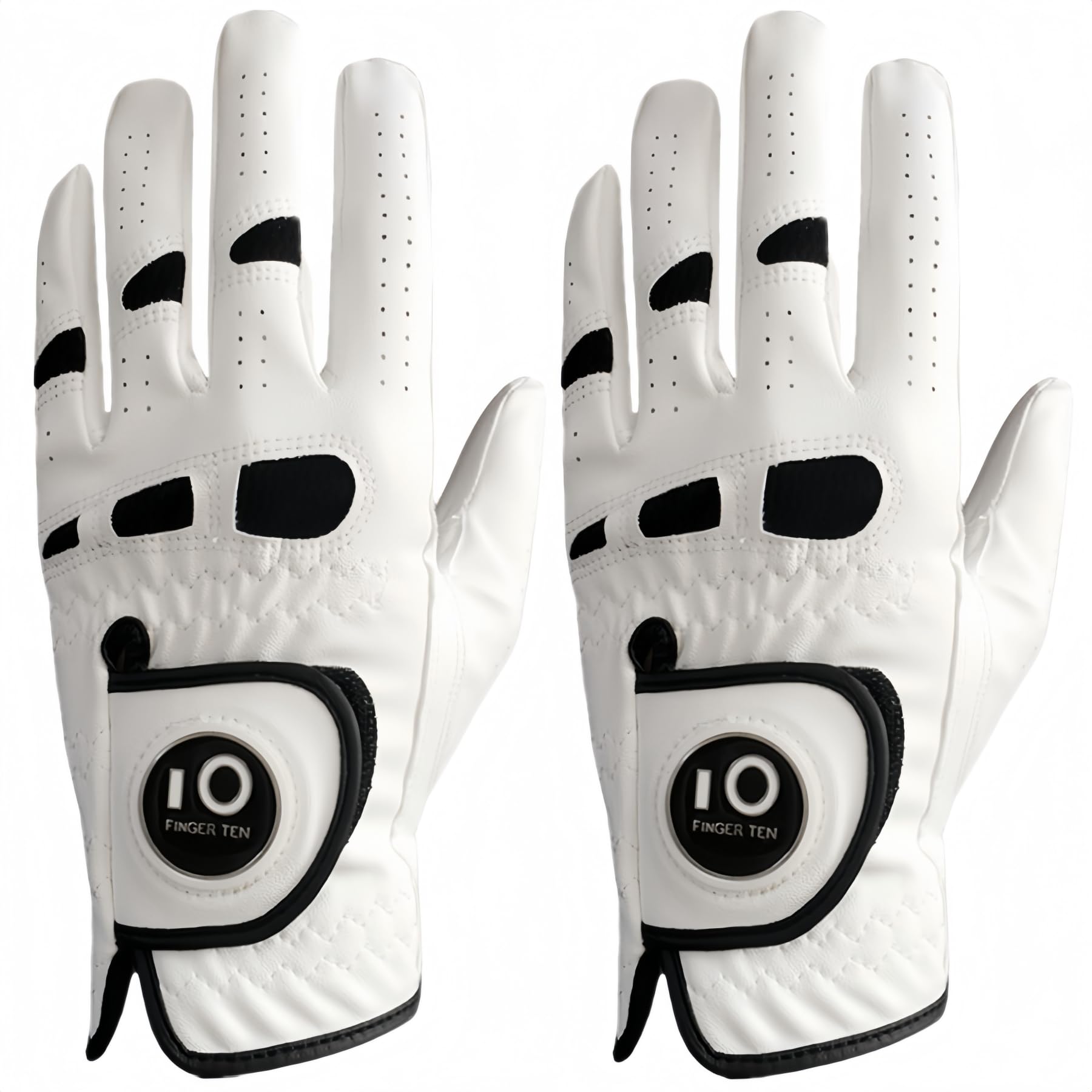 【送料無料】ゴルフグローブ メンズ 2枚セット 天然皮革と合成皮革の組み合わせ 柔らかめ 伸縮 通気 耐摩耗 滑りにくいグリップ 雨 汗に強い 全天候モデル ゴ...