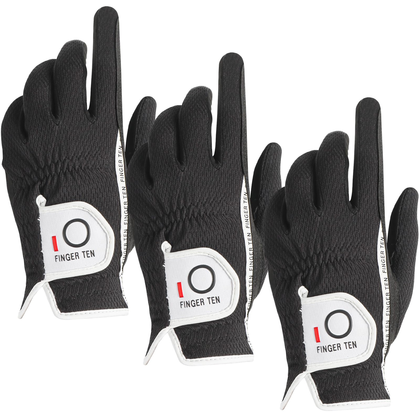 【送料無料】ゴルフグローブ メンズ 3枚セット スウェード調合成皮革 破れにくい 繊維布 メッシュ素材 通気 速乾 耐摩擦性 マジックテープ 多機能 全天候型 ...