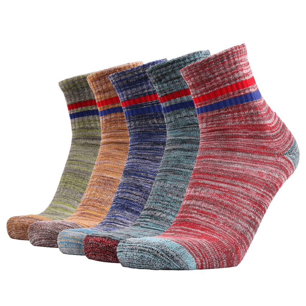 【送料無料】[CYCLETRACK] 靴下 メンズ 【通気 抗菌 綿】 スポーツソックス カジュアル アウトドアソックス 登山 トレッキング 5足組 中厚手 色：5足組F、サイズ：Free Size