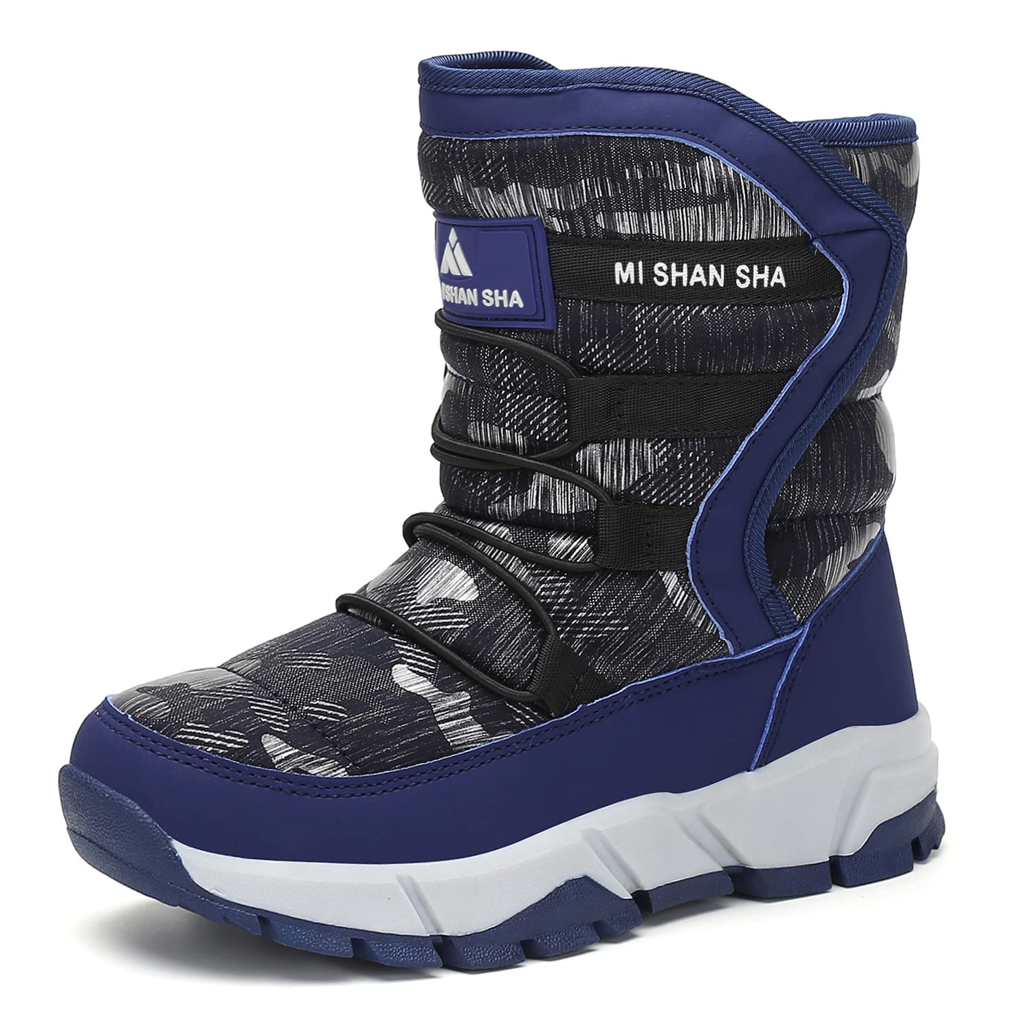 【送料無料】[Putu] スノーブーツ キッズ ジュニア ブーツ 女の子 男の子 防水 保暖 子供 スノーシューズ ウインターブーツ 色：ネイビー、サイズ：16.0 cm